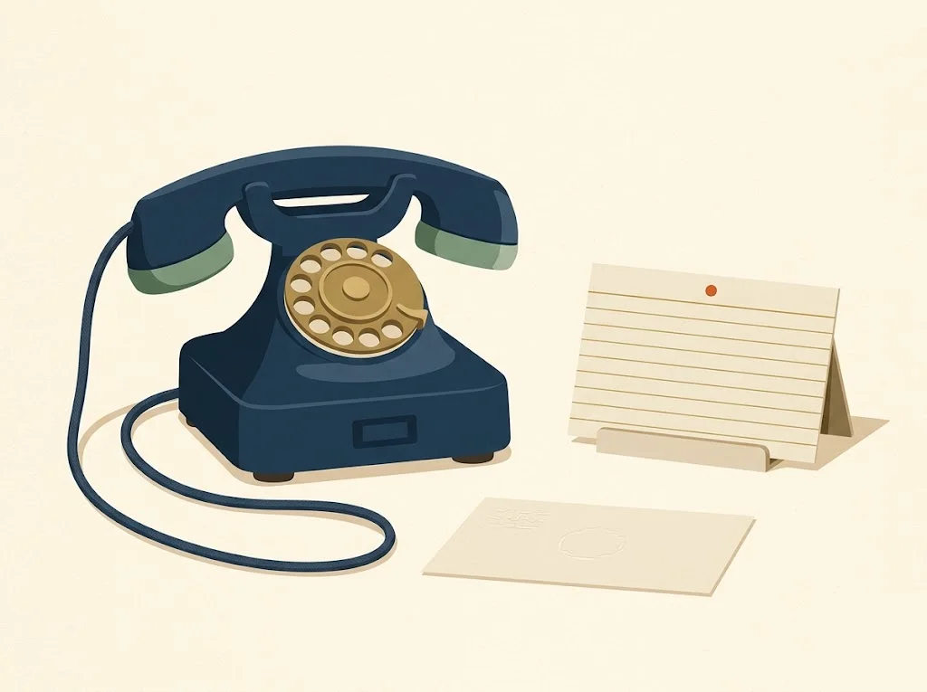 Editorial illustration of a denied credit card applicant using the legally required adverse-action denial reasons as a script for a reconsideration phone call